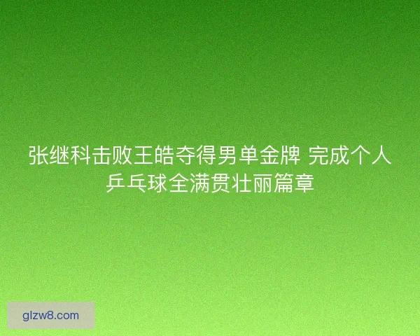 张继科击败王皓夺得男单金牌 完成个人乒乓球全满贯壮丽篇章