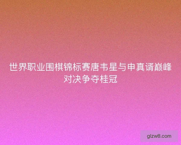 世界职业围棋锦标赛唐韦星与申真谞巅峰对决争夺桂冠